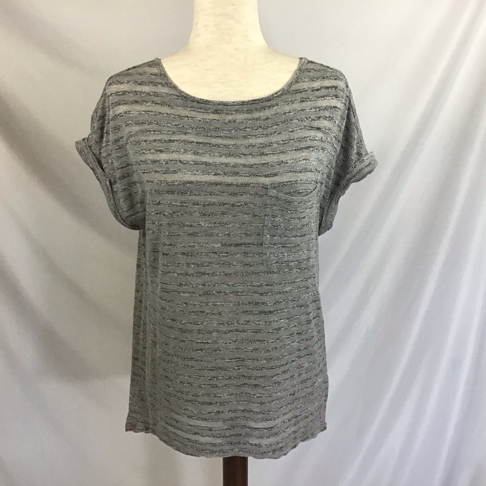 Calvin Klein Shirt Size M Scoop Neck Soft Knit Tee Top Short Sleeve Gray